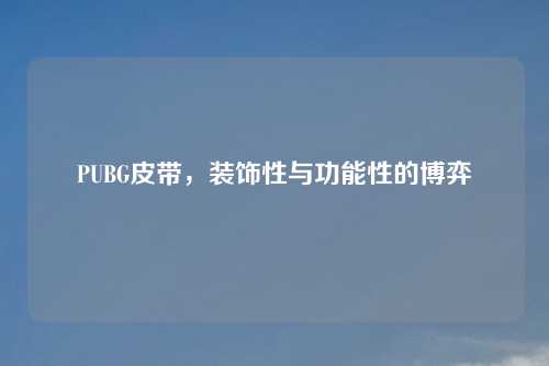 PUBG皮带，装饰性与功能性的博弈