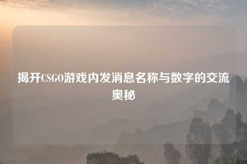 揭开CSGO游戏内发消息名称与数字的交流奥秘