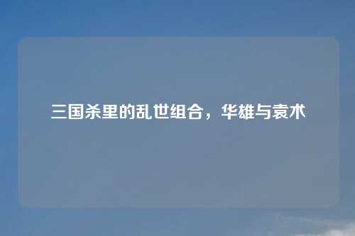 三国杀里的乱世组合，华雄与袁术