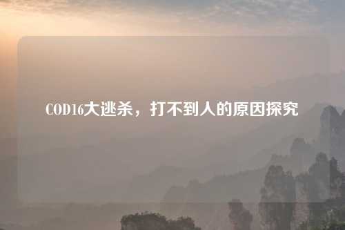 COD16大逃杀，打不到人的原因探究