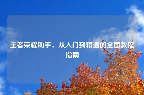 王者荣耀助手，从入门到精通的全面教程指南