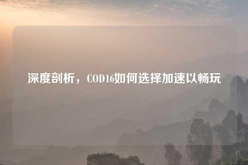 深度剖析，COD16如何选择加速以畅玩