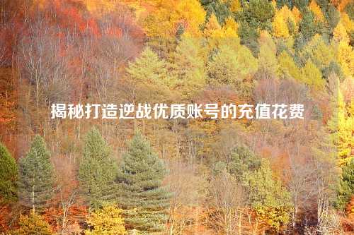 揭秘打造逆战优质账号的充值花费