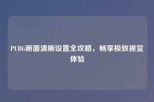 PUBG画面清晰设置全攻略，畅享极致视觉体验