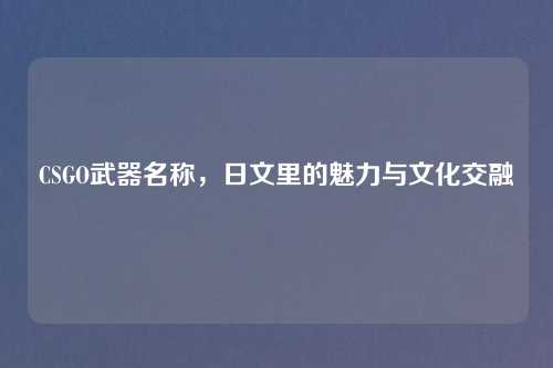 CSGO武器名称，日文里的魅力与文化交融