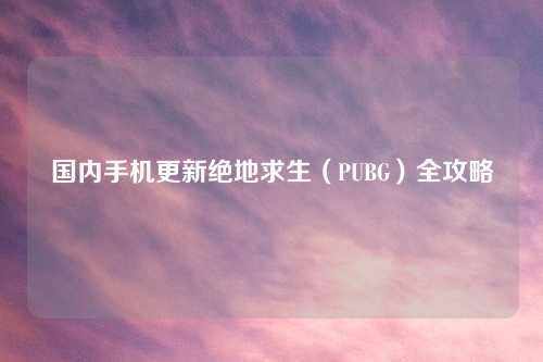 国内手机更新绝地求生（PUBG）全攻略