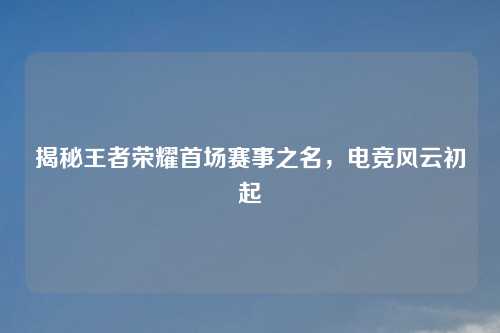 揭秘王者荣耀首场赛事之名，电竞风云初起