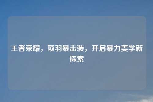 王者荣耀，项羽暴击装，开启暴力美学新探索