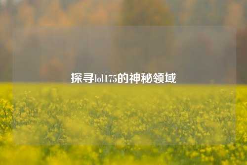 探寻lol175的神秘领域