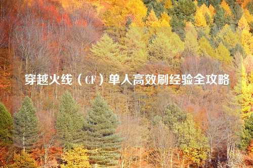 穿越火线（CF）单人高效刷经验全攻略