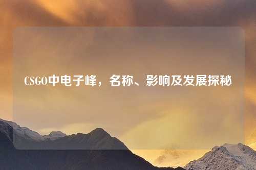 CSGO中电子峰，名称、影响及发展探秘