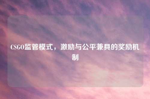 CSGO监管模式，激励与公平兼具的奖励机制