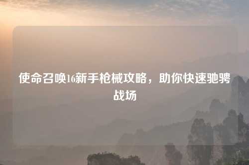 使命召唤16新手枪械攻略，助你快速驰骋战场