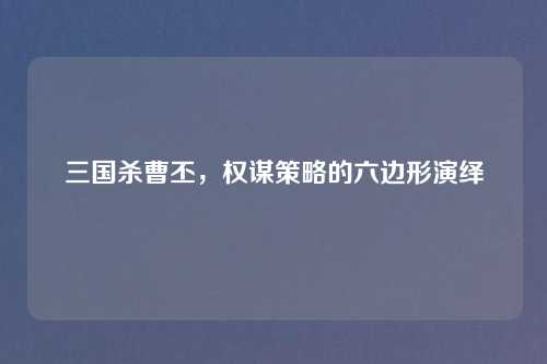 三国杀曹丕，权谋策略的六边形演绎