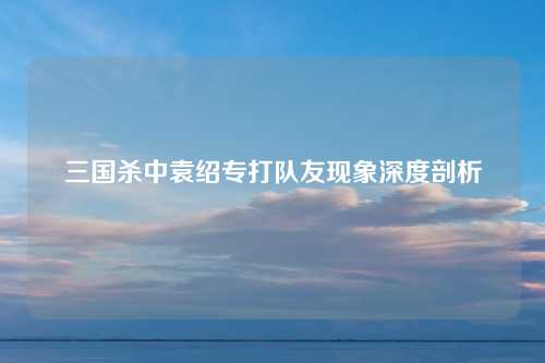 三国杀中袁绍专打队友现象深度剖析
