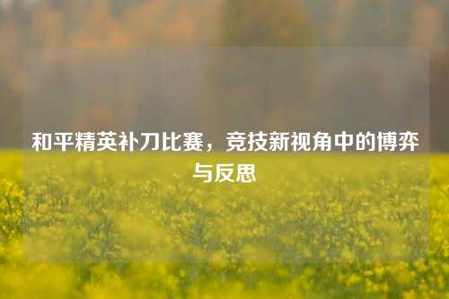和平精英补刀比赛，竞技新视角中的博弈与反思