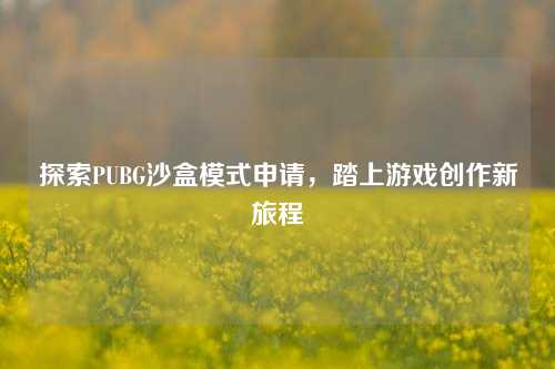 探索PUBG沙盒模式申请，踏上游戏创作新旅程